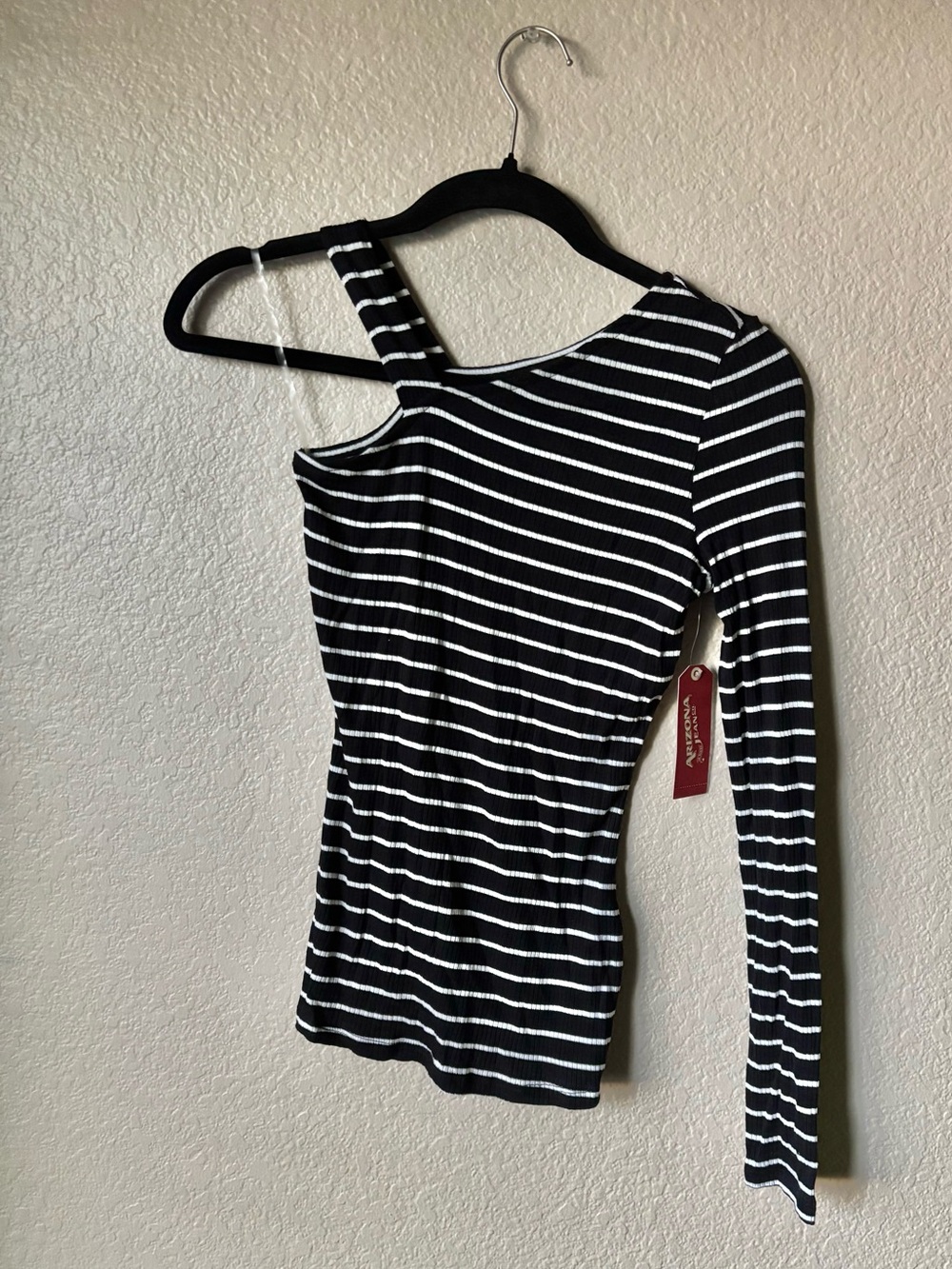One-Shoulder Striped Long Sleeve Top
